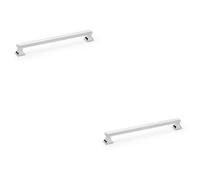 Loops 2 Pack - Chunky Square Pull Handle - Polished Chrome 224mm Centre Solid Brass Drawer Door