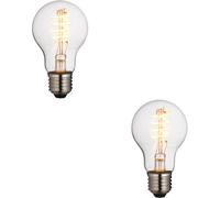Loops 2 Pack Clear Glass 4W E27 Gls Led Light Bulb - Dimmable Warm White - 265Lm 2200K