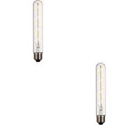 Loops 2 Pack Clear Glass 4W E27 Tubular Led Light Bulb - Dimmable Warm White - 265Lm 2200K
