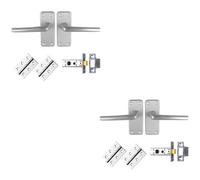 Loops 2 Pack - Commercial Straight Door Handle & Latch Pack Set- Satin Aluminium Lever Backplate
