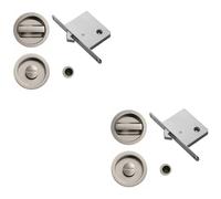 Loops 2 PACK - Complete Locking Sliding Pocket Door Pack Set- Polished Brass - Thumbturn Bathroom