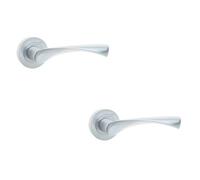 Loops 2 Pack Contemporary Satin Chrome Door Handle On Rose With Unique Design - Interior Handle