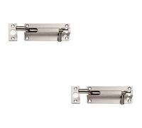 Loops 2 Pack - Cranked Barrel Surface Mounted Sliding Door Bolt Lock 150mm X 38mm Satin Steel