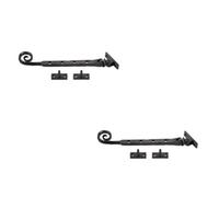 Loops 2 Pack Curly Tail Casement Stays In Black - 245X15X6mm For Enhanced Window Support - Window Peg Bar