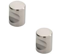 Loops 2 Pack - Cylindrical Cupboard Door Knob 16mm Diameter Polished Stainless Steel Handle