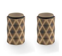 Loops 2 Pack - Diamond Cylinder Cupboard Door Knob - 20mm Diameter - Antique Brass Pull Handle