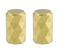 Loops 2 Pack - Diamond Cylinder Cupboard Door Knob - 20mm Diameter - Satin Brass Pull Handle