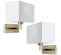 Loops 2 PACK Dimming LED Wall Light Satin Nickel & White Shade Sleek Rectangle Lamp in Metallics Loops Metallics