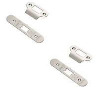 Loops 2 Pack - Door Frame Forend Strike And Fixing Pack Setfor Flat Latches - Satin Steel Radius
