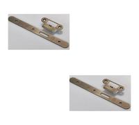 Loops 2 Pack - Door Frame Forend Strike & Fixing Pack Set- Din Latch Antique Brass Radius 235X24mm
