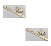 Loops 2 Pack - Door Frame Forend Strike & Fixing Pack Setdin Latch - Satin Brass Radius 235X24mm