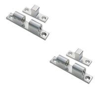 Loops 2 Pack - Double Ball Roller Cupboard Catch 60 X 11.5mm 50mm Fixing Centers Satin Chrome