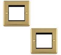 Loops 2-Pack Double Gang Euro Modular Wall Face Plate Frame 25X50mm Polished Brass/black