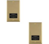 Loops 2-Pack Dual-Voltage Shaver Twin Socket Wall Plate Polished Brass With Black Trim 86mm X 146mm