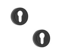 Loops 2 Pack Durable 50mm Black Euro Profile Escutcheon For Fire Doors - Key Hole Cover