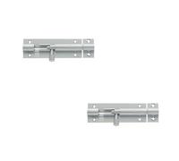 Loops 2 Pack Durable Brass Straight Barrel Bolts 152X25mm In Satin Chrome Finish - Door Bolt