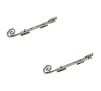 Loops 2 Pack Durable Curly Tail Casement Stays In Pewter Finish - 245X15X6mm - Window Peg Bar