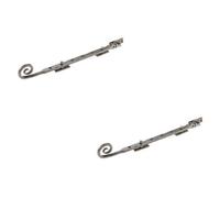 Loops 2 Pack Durable Curly Tail Casement Stays In Pewter Finish - 305X15X6mm - Window Peg Bar