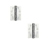 Loops 2 Pack Durable Grade 11 Polished Chrome Steel Ball Bearing Hinge 102X76mm For Heavy-Duty Doors - Door Hinges