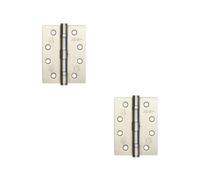 Loops 2 Pack Durable Grade 11 Satin Nickel Steel Ball Bearing Hinge 102X76mm For Heavy-Duty Doors - Door Hinges