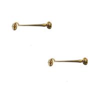 Loops 2 Pack Durable Polished Brass Cabin Hook 75mm For Home And Office Use - Hook & Eye Arm Lock