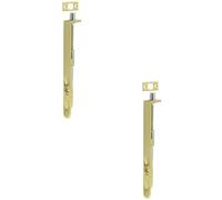 Loops 2 Pack Durable Satin Brass Lever Action Flushbolts With Radiused Forend 203mm X 20mm
