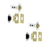 Loops 2 Pack Durable Satin Brass Tubular Latches For Secure Doors - 76mm, 45 Degree Short Travel