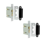Loops 2 Pack Durable Satin Nickel Bathroom Locks With Square Forend And Radiused Strike Plate 76mm - Door Lock
