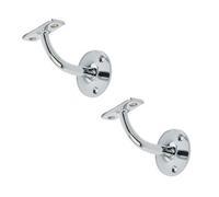 Loops 2 Pack Durable Solid Brass Handrail Brackets In Polished Chrome Finish - 64mm - Stair Bannister Holder