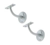 Loops 2 Pack Durable Solid Brass Handrail Brackets In Satin Chrome Finish - 64mm - Stair Bannister Holder