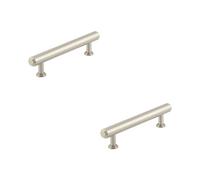 Loops 2 Pack Elegant 128mm Satin Nickel Stepped Cabinet Handle For Luxury Interiors - Kitchen Drawer Pull Handle