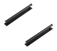 Loops 2 Pack Elegant 224mm Matt Black Cabinet Handle With Plain Backplate - Kitchen Drawer Pull Handle