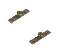 Loops 2 Pack Elegant 30mm Antique Brass Cupboard Knob With Plain Backplate - Kitchen Cabinet Knob