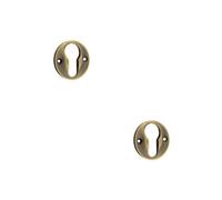 Loops 2 Pack Elegant 40mm Euro Profile Escutcheon In Antique Brass Finish - Solid Brass Key Hole Cover