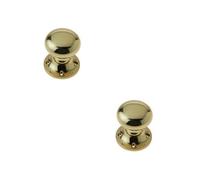 Loops 2 Pack Elegant 50mm Mushroom Rim Door Knob In Polished Brass