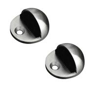 Loops 2 Pack Elegant 50mm Satin Stainless Steel Door Stops For Modern Interiors - Rubber Stopper Protector