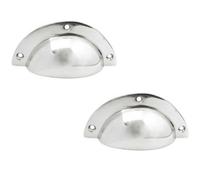 Loops 2 Pack Elegant 85mm Polished Chrome Drawer Pulls For Modern Interiors - Kitchen Drawer Pull Handle