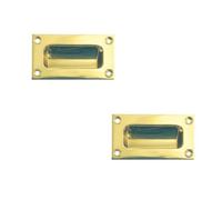 Loops 2 Pack Elegant 89mm Polished Brass Flush Pulls For Sliding Doors And Drawers - Recessed Door Handle