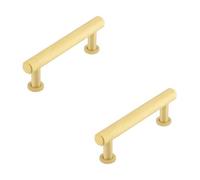 Loops 2 Pack Elegant 96mm Satin Brass Knurled Cabinet Handle For Modern Home Design - Kitchen Drawer Pull Handle