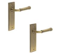 Loops 2 Pack Elegant Antique Brass Door Handle Latch Backplate For Timeless Style - Solid Brass Interior Handle