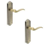 Loops 2 Pack Elegant Antique Bronze Suite Door Handle With Latchplate - Interior Lever On Backplate