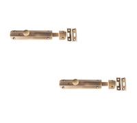 Loops 2 Pack Elegant Architectural Slide Door Bolts In Antique Brass - 150X35mm - Door Bolt Lock