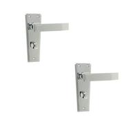 Loops 2 Pack Elegant Art Deco Bathroom Door Handle In Polished Chrome Finish - Interior Lever On Backplate