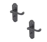Loops 2 Pack Elegant Black Suite Door Handle On Bathroom Plate For Stylish Interiors - Interior Lever On Backplate
