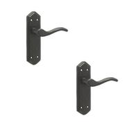 Loops 2 Pack Elegant Black Suite Door Handle With Latchplate And Three Styles - Interior Lever On Backplate