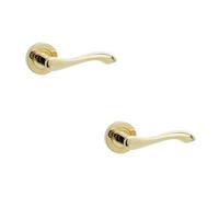 Loops 2 Pack Elegant Brass Finish Door Handle For Traditional Interiors - Interior Handle