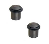 Loops 2 Pack Elegant Chamfered Door Stops In Dark Bronze Finish For Stylish Interiors - Solid Brass & Rubber Stopper