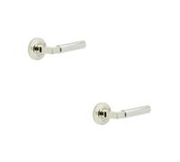 Loops 2 Pack Elegant Chamfered Rose Door Handle In Polished Nickel Solid Brass Interior Handle