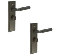 Loops 2 Pack Elegant Dark Bronze Bathroom Door Handle With Turn & Release Feature - Solid Brass Interior Handle