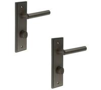 Loops 2 Pack Elegant Dark Bronze Bathroom Door Handle With Turn & Release Mechanism - Solid Brass Interior Lever